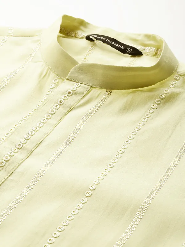 Men_Cream_And_Gold_Chanderi_Silk_Sequins_Kurta_With_Pyjama
