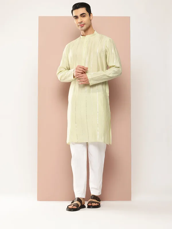 Men's_Cream_-_Gold_Sequined_Chanderi_Silk_Kurta
