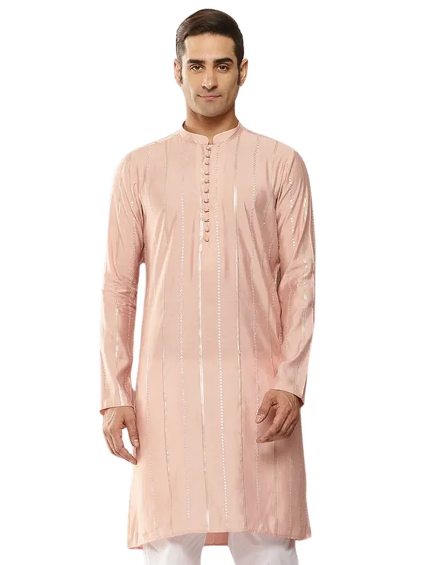 Men_Pink_And_Gold_Chanderi_Silk_Sequins_Kurta