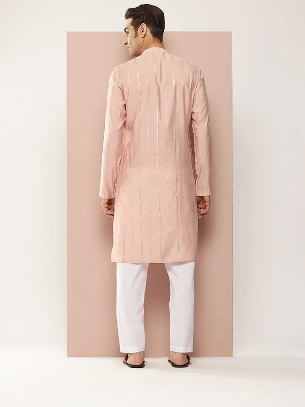 Men's_Pink_&_Gold_Sequined_Chanderi_Silk_Kurta