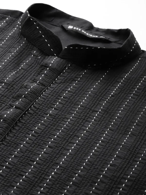 Men_Black_Cotton_Pintex_Design_Thread_Work_Kurta_With_Pyjama