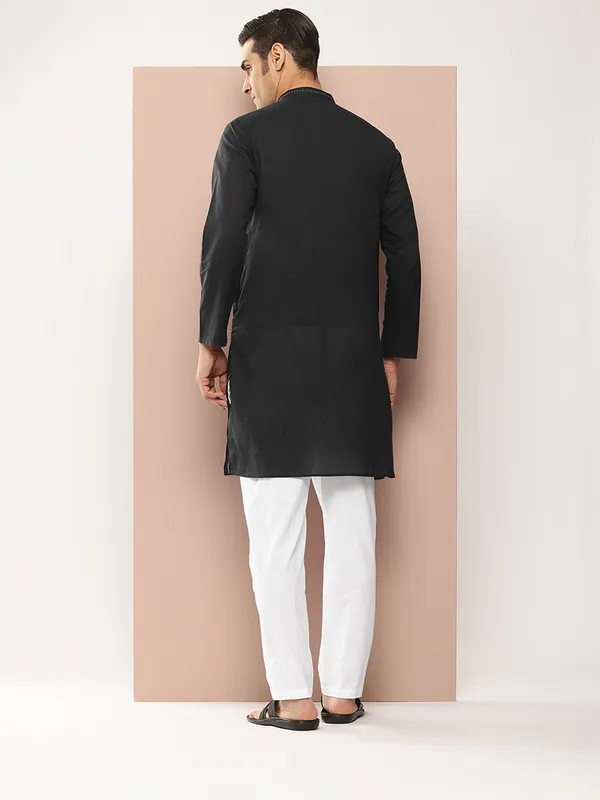 Men_Black_Cotton_Pintex_Design_Thread_Work_Kurta_With_Pyjama