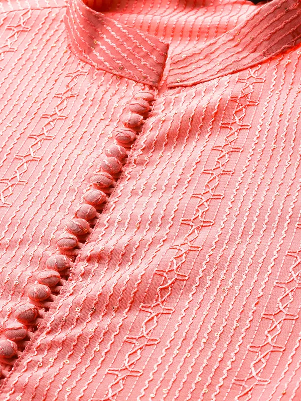 Men_Pink_Embroidered_Thread_Work_Sequinned_Chanderi_Silk_Straight_Kurta_With_Pyjama