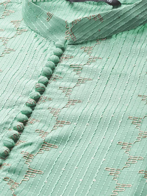 Men's_Ice_Green_Embroidered_Threadwork_&_Sequined_Chanderi_Silk_Straight_Kurta