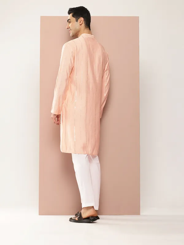 Men_Light_Pink_Sequins_Embroidered_Pure_Chanderi_Silk_Straight_Kurta_With_Pyjama
