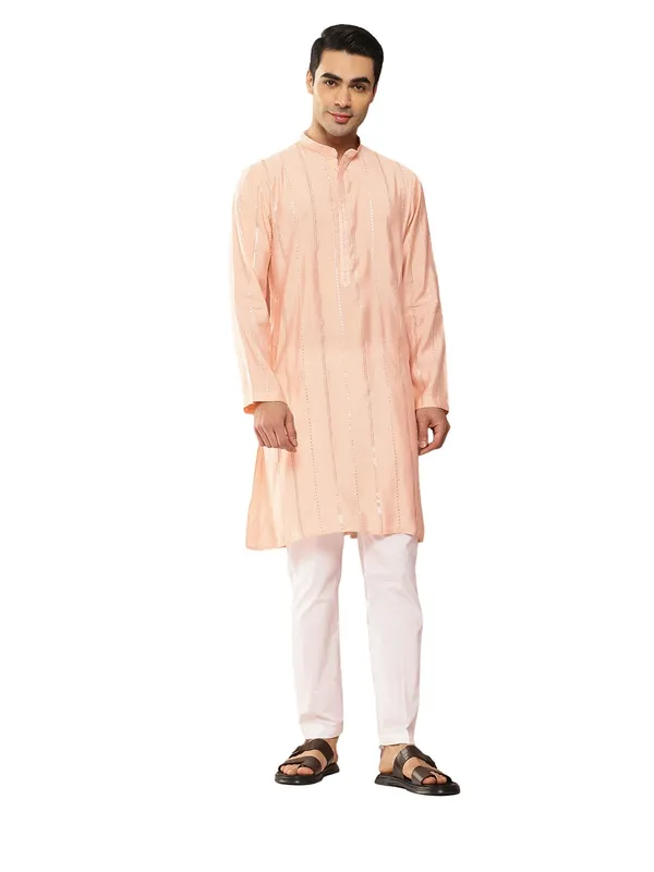 Men's_Light_Pink_Sequined_&_Embroidered_Pure_Chanderi_Silk_Straight_Kurta