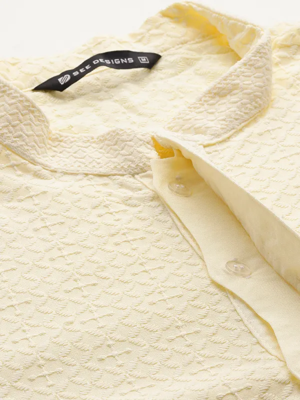Men_Cream_Embroidered_Chikankari_Rayon_Straight_Kurta_With_Pyjama