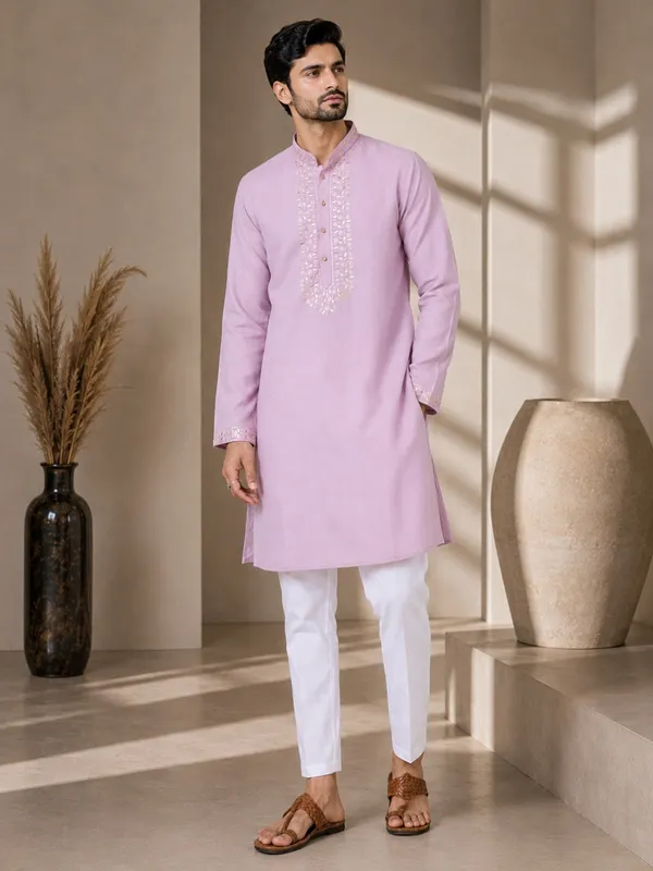 Chanderi_Straight_Kurta_with_Pyjama_with_Yoke_Design