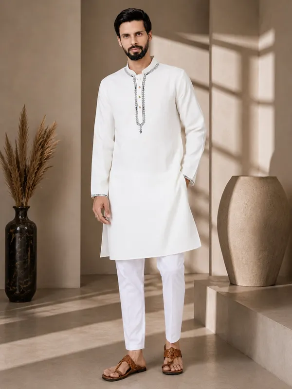 Chanderi_Straight_Kurta_with_Pyjama_with_Yoke_Design