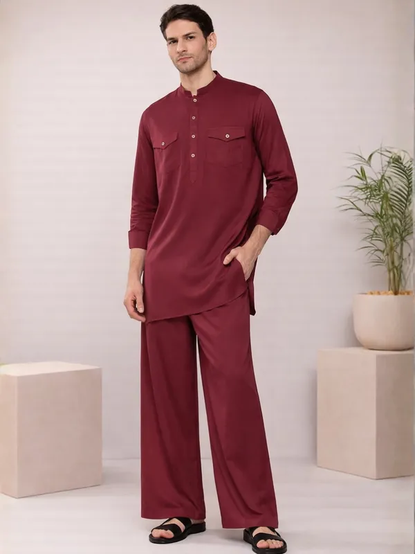 Men's_Rayon_Solid_Pathani_co-ord_Set