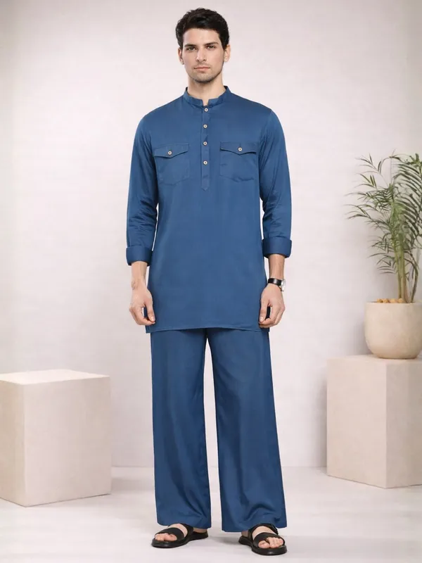 Men's_Rayon_Solid_Pathani_co-ord_Set