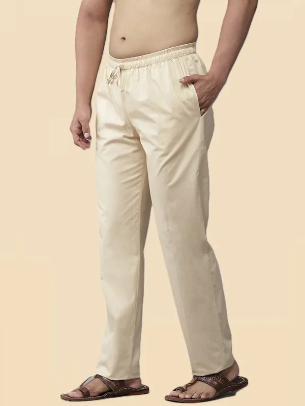 Men's_Beige_Solid_Cotton_Pyjama