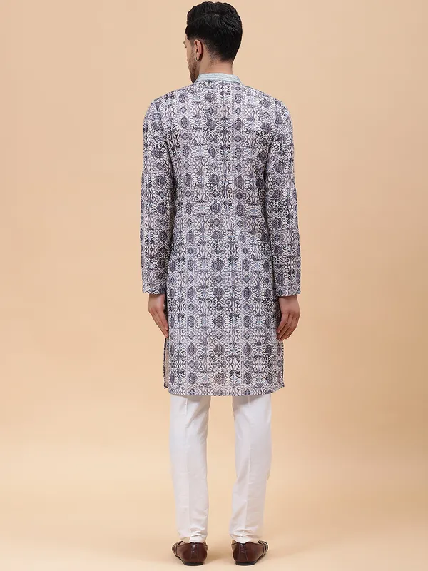 Men_Multi_Pure_Cotton_Embroidered_Staright_Kurta_With_Pajama