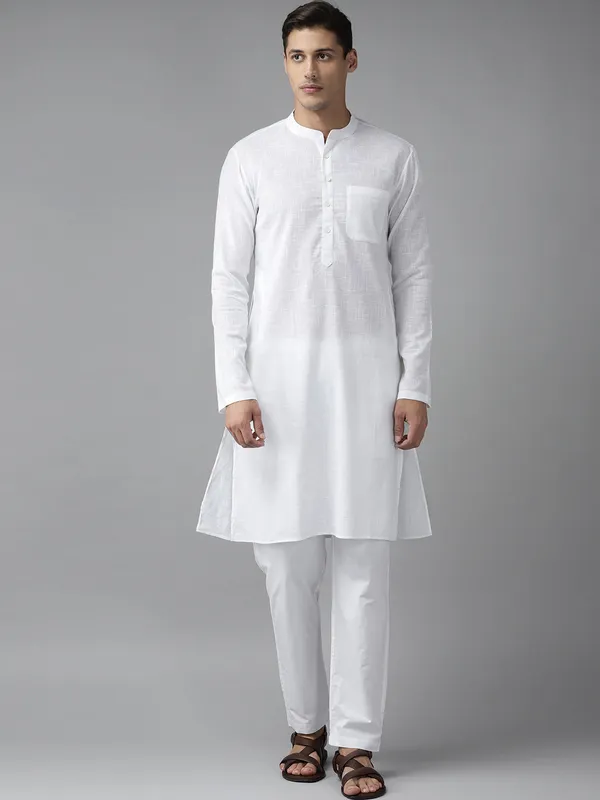 Men_White_Pure_Cotton_Slub_Straight_Kurta