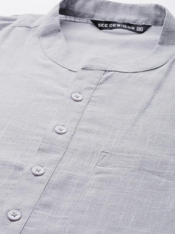 Men_Grey_Cotton_Slub_Straight_Kurta_with_Pyjama