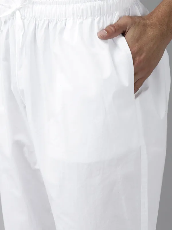 Men_Khaki_Cotton_Slub_Straight_Kurta_With_Pyjama