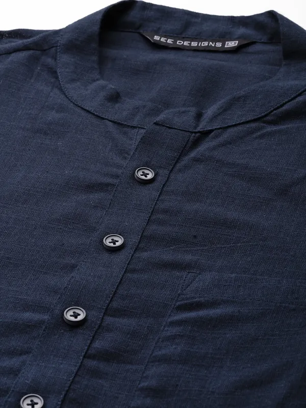 Men_Navy_Blue_Cotton_Slub_Straight_Kurta_with_Pyjama