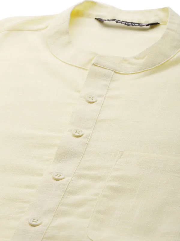 Men_Cream_Cotton_Slub_Straight_kurta