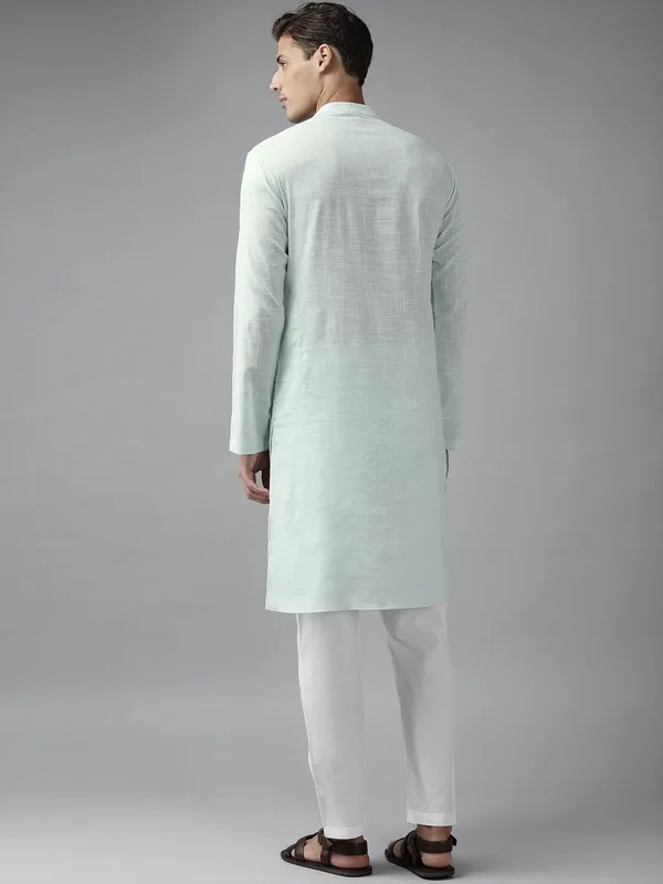 Men_Sky_Blue_Cotton_Slub_Straight_Kurta_with_Pyjama