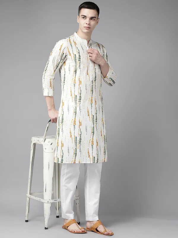 Men_White_Multi_Tie_And_Dye_Print_Design_Straight_Kurta_With_Pyjama