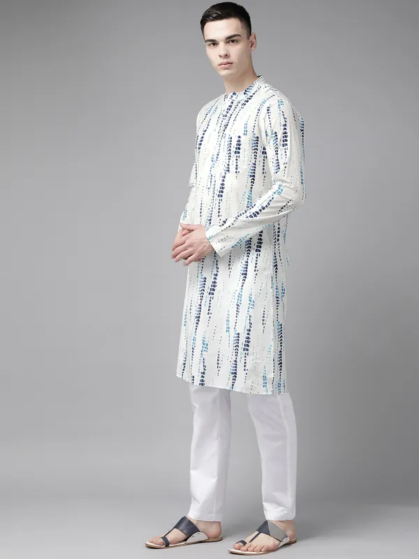 Men_White_Multi_Tie_And_Dye_Print_Design_Straight_Kurta_With_Pyjama