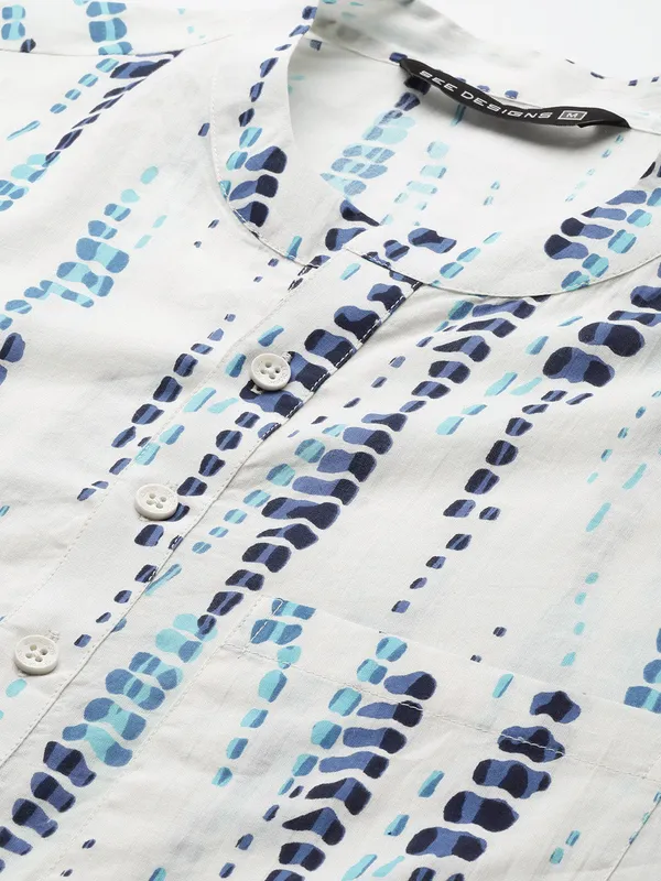 White_&_Blue_Tie_and_dye_Print_Design_Straight_Kurta