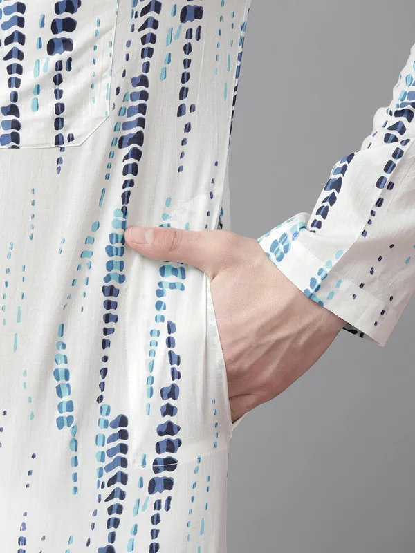 White_&_Blue_Tie_and_dye_Print_Design_Straight_Kurta