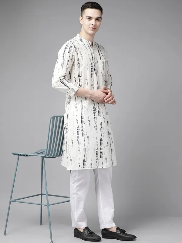 Men_White_Multi_Tie_And_Dye_Print_Design_Straight_Kurta_With_Pyjama