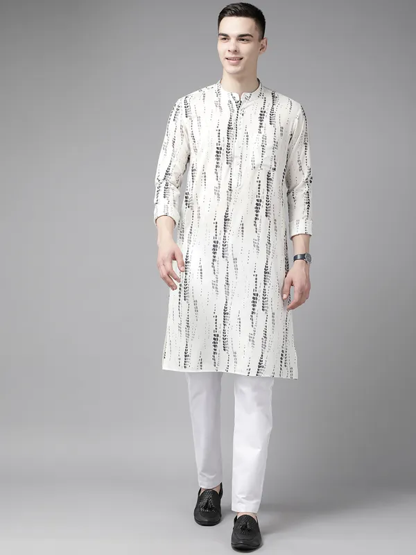 Men_White_Multi_Tie_And_Dye_Print_Design_Straight_Kurta_With_Pyjama
