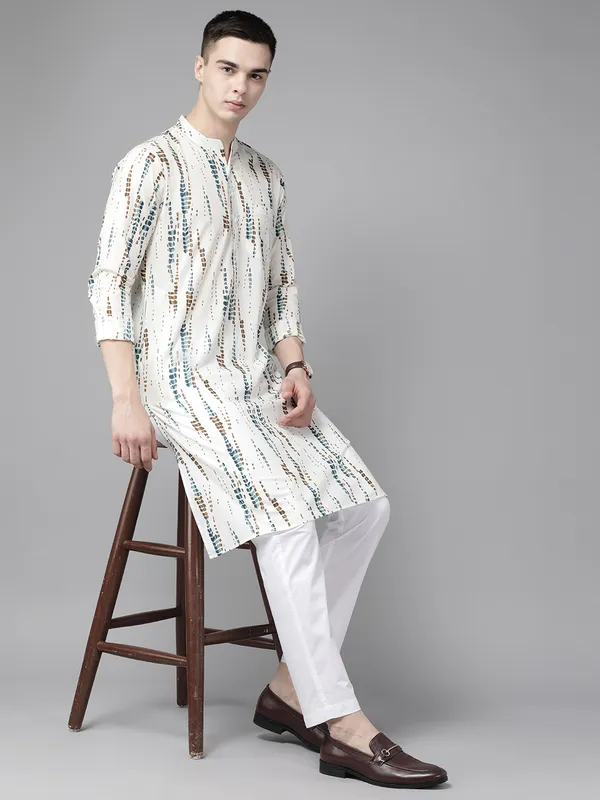 Men_White_Multi_Tie_And_Dye_Print_Design_Straight_Kurta_With_Pyjama