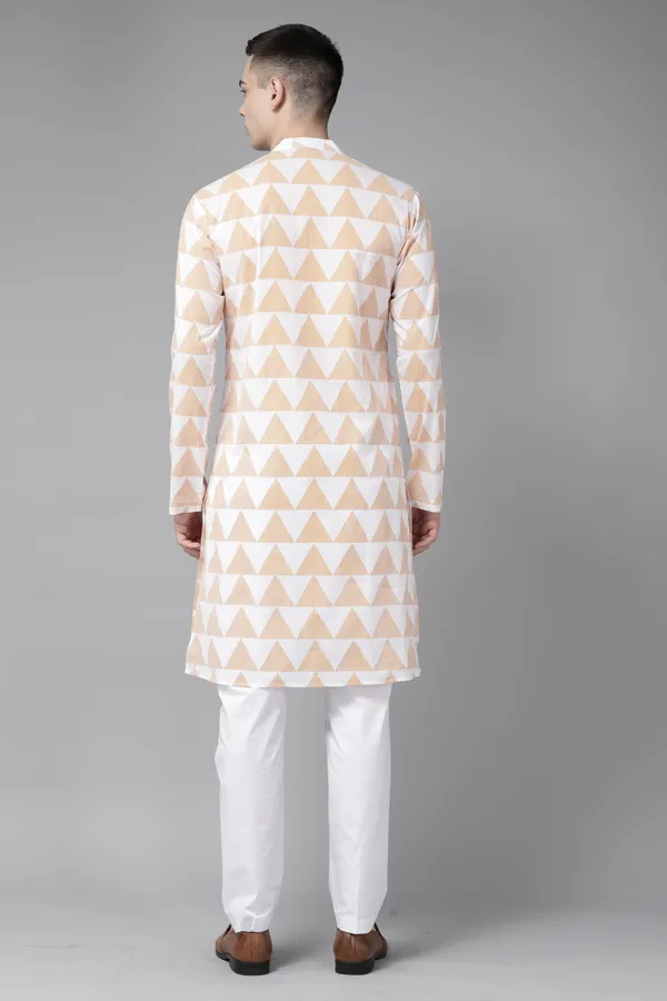 Men_White_&_Yellow_Stripe_Printed_Straight_Kurta_With_Pyjama