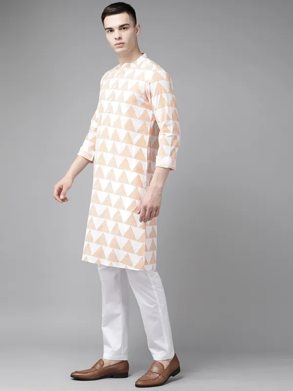 Men_White_&_Yellow_Stripe_Printed_Straight_Kurta_With_Pyjama