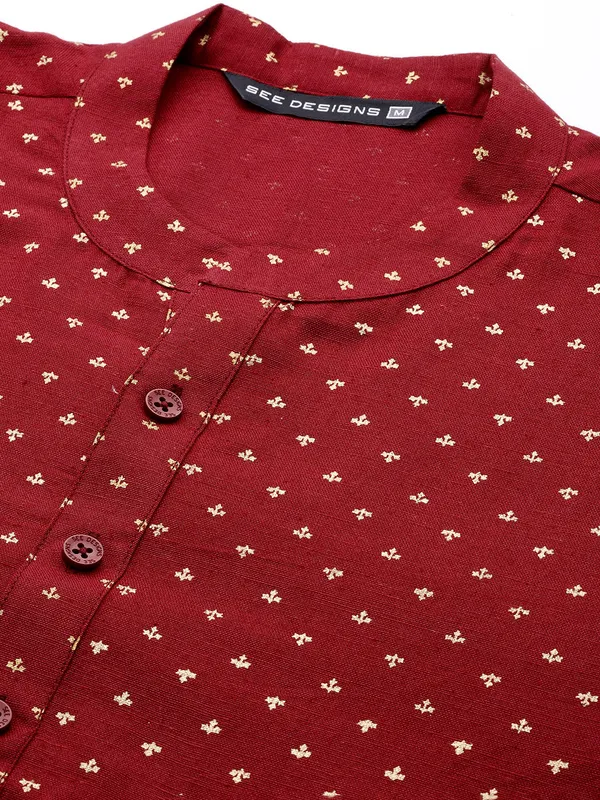 Men_Maroon_and_Gold_Printed_Straight_Kurta