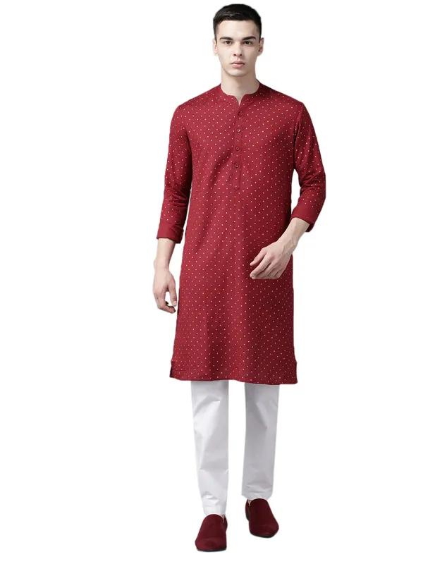 Maroon_and_Gold_Printed_Straight_Kurta