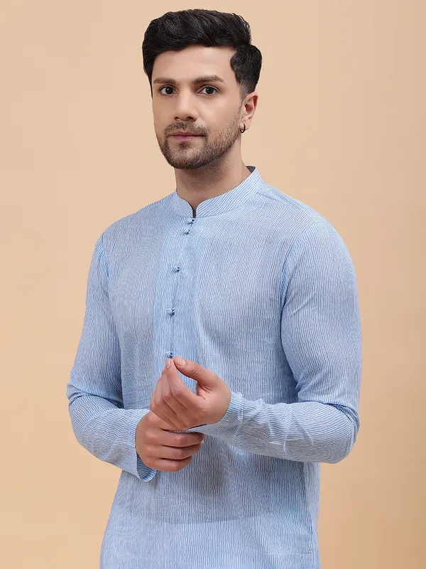 Men_Sky_Blue_&_White_Pure_Cotton_Embroidered_Staright_Kurta_With_Pajama