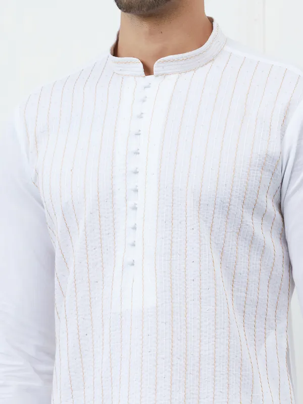Men_White_Cotton_Gold_Thread_Work_&_Sequines_Kurta_With_Pyjama