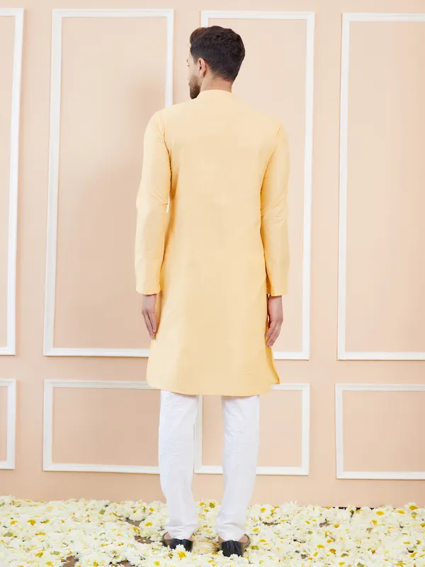 Beige_Cotton_Solid_Straight_Kurta_with_Pyjama