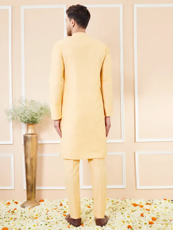 Beige_Cotton_Solid_Straight_Kurta_With_Matching_Pyjama