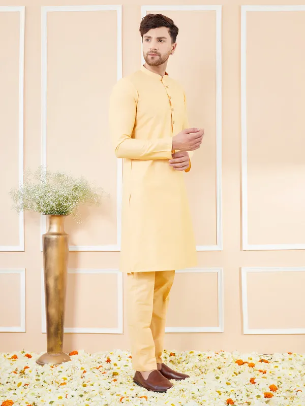 Beige_Cotton_Solid_Straight_Kurta_with_Matching_Pyjama