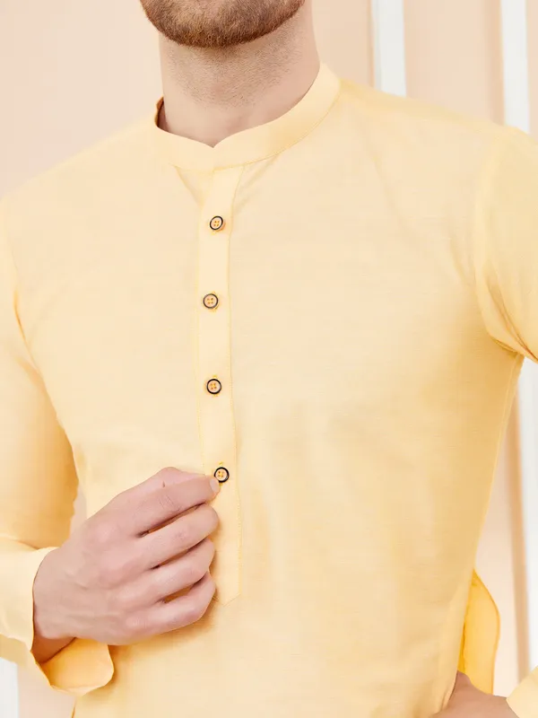 Beige_Cotton_Solid_Straight_Kurta_with_Matching_Pyjama
