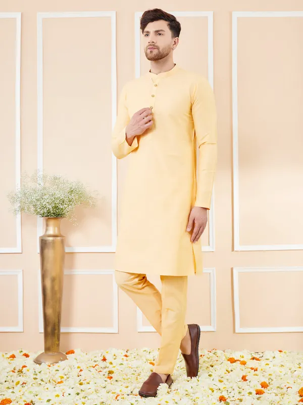 Beige_Cotton_Solid_Straight_Kurta_with_Matching_Pyjama