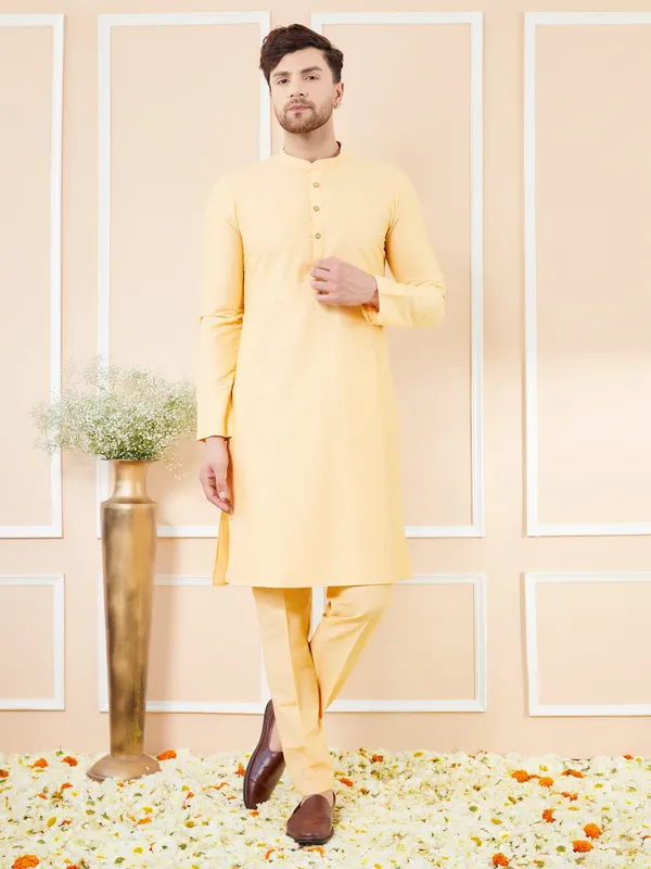 Beige_Cotton_Solid_Straight_Kurta_with_Matching_Pyjama