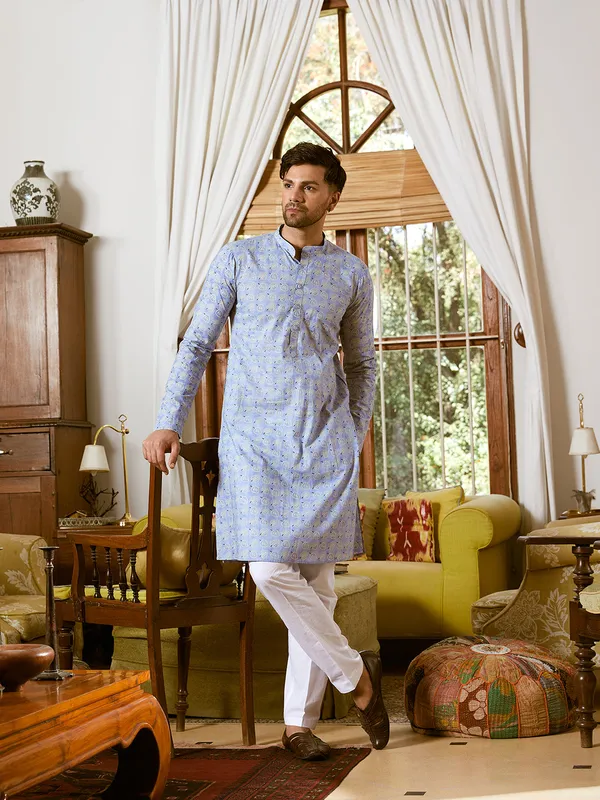 Leaf_Printed_Pure_Cotton_Straight_Kurta