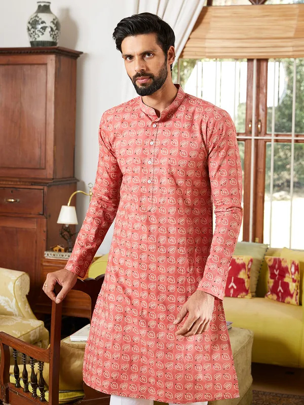 Leaf_Printed_Pure_Cotton_Straight_Kurta_with_Pyjama