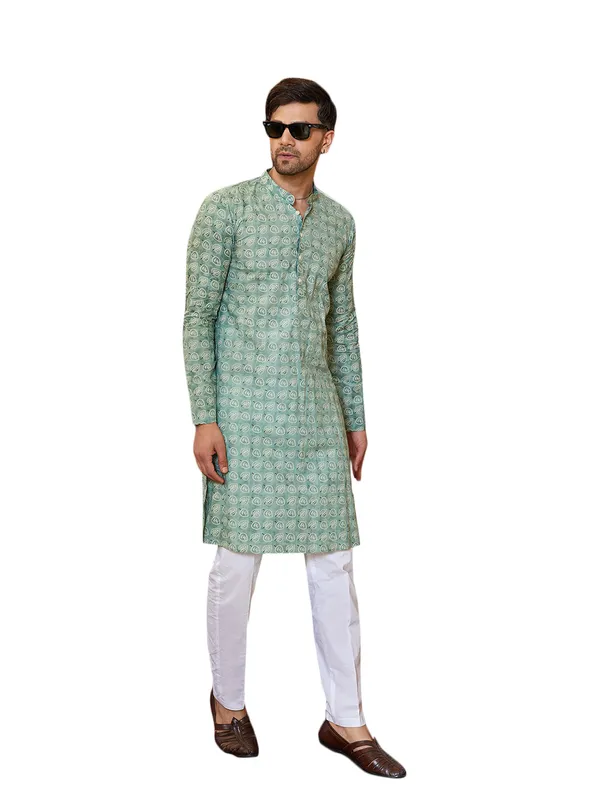 Leaf_Printed_Pure_Cotton_Straight_Kurta