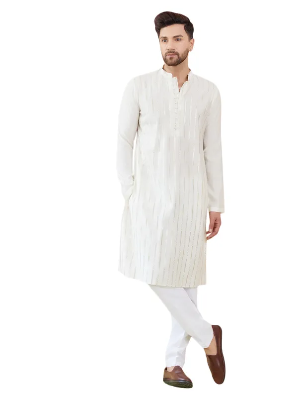 Men_Off_White_and_Gold_Sequins_Embroidered_Chanderi_Silk_Straight__Kurta_With_Pyjama