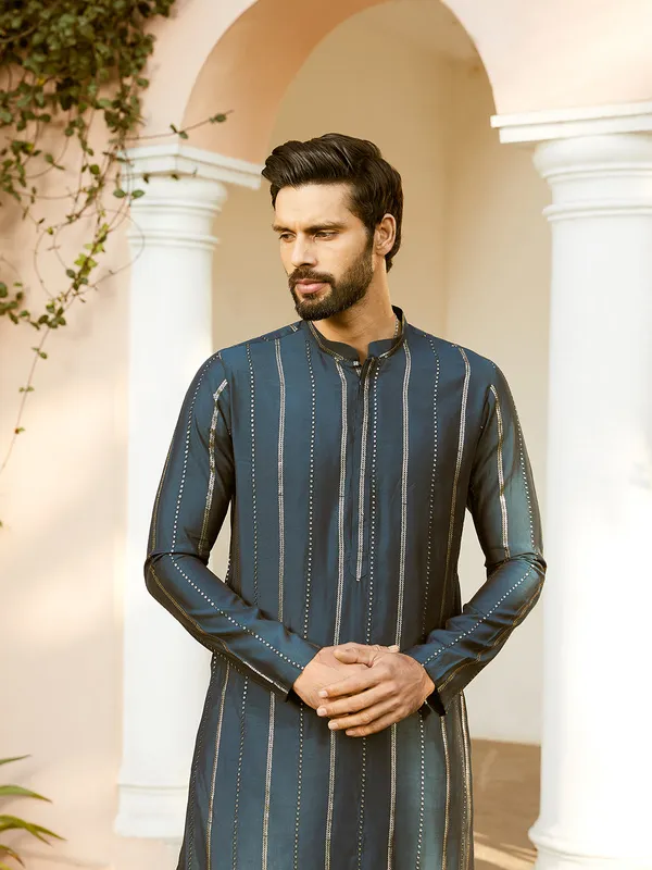 Sequins_Embroidered_Pure_Chanderi_Silk_Straight_Kurta_with_Pyjama