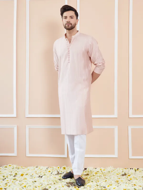 Men_Pink_and_Gold_Sequins_Embroidered_Chanderi_Silk_Straight_Kurta_With_Pyjama