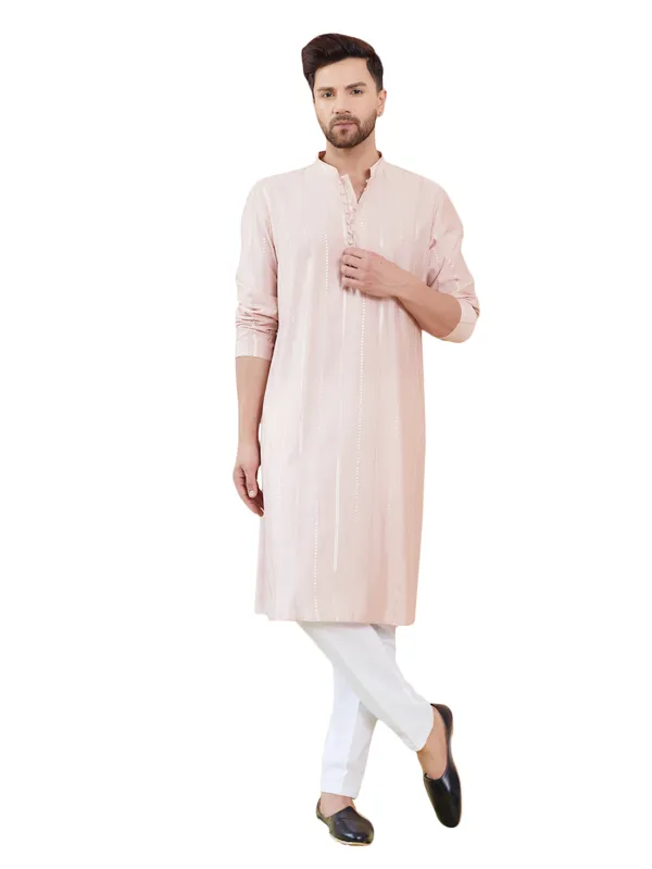 Men_Pink_and_Gold_Sequins_Embroidered_Chanderi_Silk_Straight_Kurta_With_Pyjama