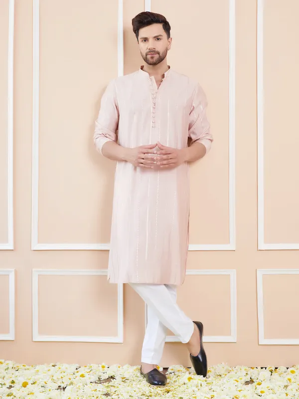 Men_Pink_and_Gold_Sequins_Embroidered_Chanderi_Silk_Straight_Kurta_With_Pyjama